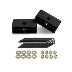 " Rear Leveling Lift Kit Blocks, Extended Square U-Bolts Black Leveling Kit for 1999-2024 Silverado Sierra 1500