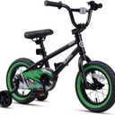 Glerc Kids Bike for Ages 1-8 Years Old, 12-16 Inch BMX Style Kids Bicycle with Training Wheels, Boys Bike for Children and Toddler, Multiple Colors (Black and Green)