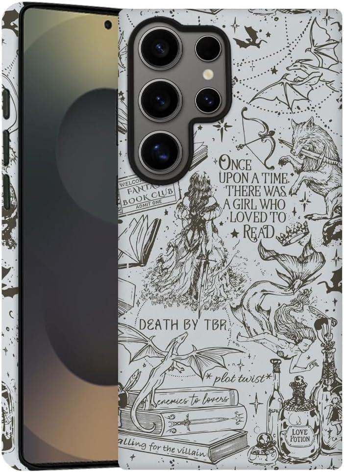 Case for Samsung Galaxy S25 Ultra, Dragon Book Dark Academia Aesthetic Phone Case Military - Grade Drop Protection Cover for Women Girl - Frosted