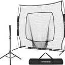 VIVOHOME Baseball Softball Batting Net - 7x7 Ft Baseball Backstop, Softball Practice Net for Hitting, Pitching, Throwing with Batting Tee and Carry Bag, 77 Ft