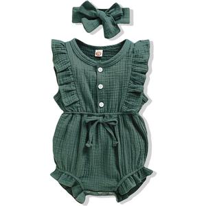 Renotemy Newborn Infant Baby Girl Clothes Rompers Summer Jumpsuits Short Sleeve Romper Infant Baby Clothes Girl (Green, S)