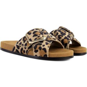 Flat Sandals for Women Cross Buckle Straps Slides Slip-On Comfortable Summer Vacation Beach Sandals 8.5