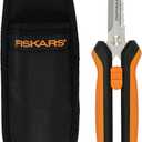 Fiskars Pruning Shears for Gardening, Multipurpose 8" Garden Shears with Sheath and SoftGrip Handle, Great for cutting Nursery Pots, Bags, and Wire