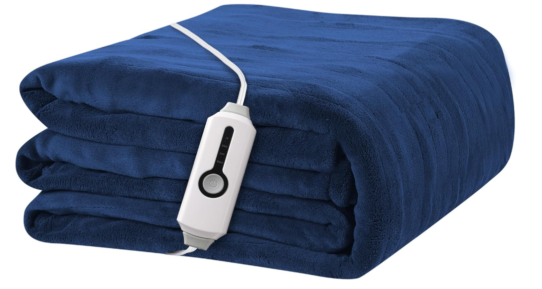 Heated Electric Blanket 72"x84" Full Size, Soft Coral Fleece Fast Heated Blanket with 4 Heating Levels and 10 Hours Auto-Off, Cozy Plush Fabric, Machine Washable - Home, Dark Blue
