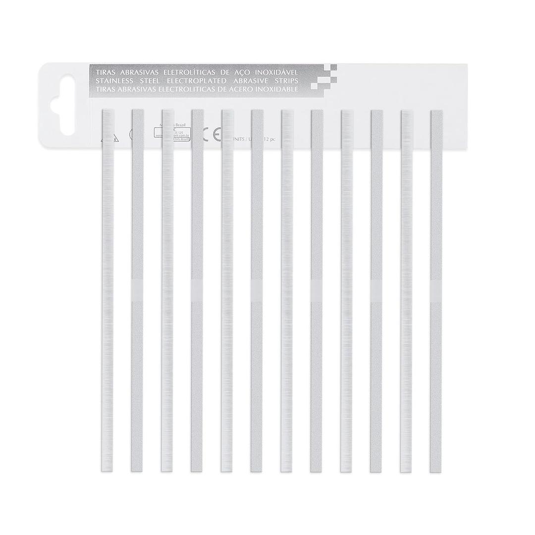 Annhua Dental Abrasive Strips 4 Mm Double Side Teeth Sanding Strip with Med Grit, Reusable Stainless Steel Dental Sanding Strips for Dentists Braces Polishing - 12 Pcs