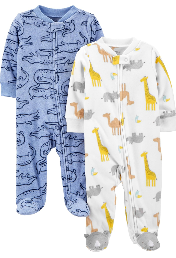 Simple Joys by Carter's Baby Boys' 2-Pack Fleece Footed Sleep and Play Size 3-6 M