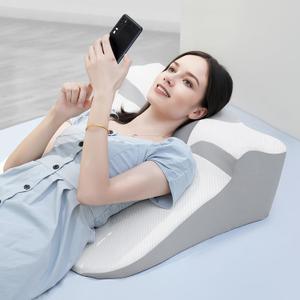 Bed Wedge Pillow for Sleep Apnea, Acid Reflux & Snoring Relief, Post-Surgery Recovery Pillow with Ergonomic 3-in-1 Certified Memory Foam for Back, Neck & Head Support, 24.8 * 24.8 * 9.1