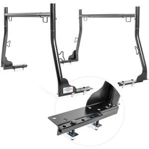 Model X31-J Truck Ladder Rack 800Ibs Capacity with (8) Non-Drilling Z-Clamps Extendable Steel Pick-Up Truck Bed Ladder Rack Two-bar Set - Black