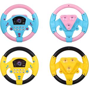2 Pcs Toy Steering Wheel Simulated Driving Controller with Light and Music Pretend Play Steering Wheel for Baby Toddler Early Educational Car Driving Simulation