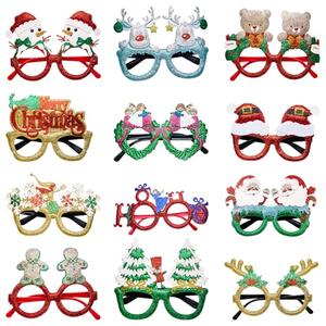Tretdaity 12Pcs Christmas Glasses Glitter Party Decorations, Christmas Party Favors Eyeglasses Frames for Adults, Christmas Accessories for Photo Props Fun Christmas Gifts