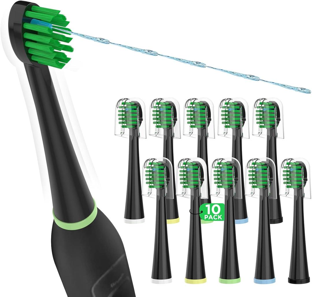 Replacement Toothbrush Heads for All Waterpik Sonic Fusion Models (SF-01, SF-02, SF-03, and SF-04 Series), Compact, with Covers, 9 Count, Black