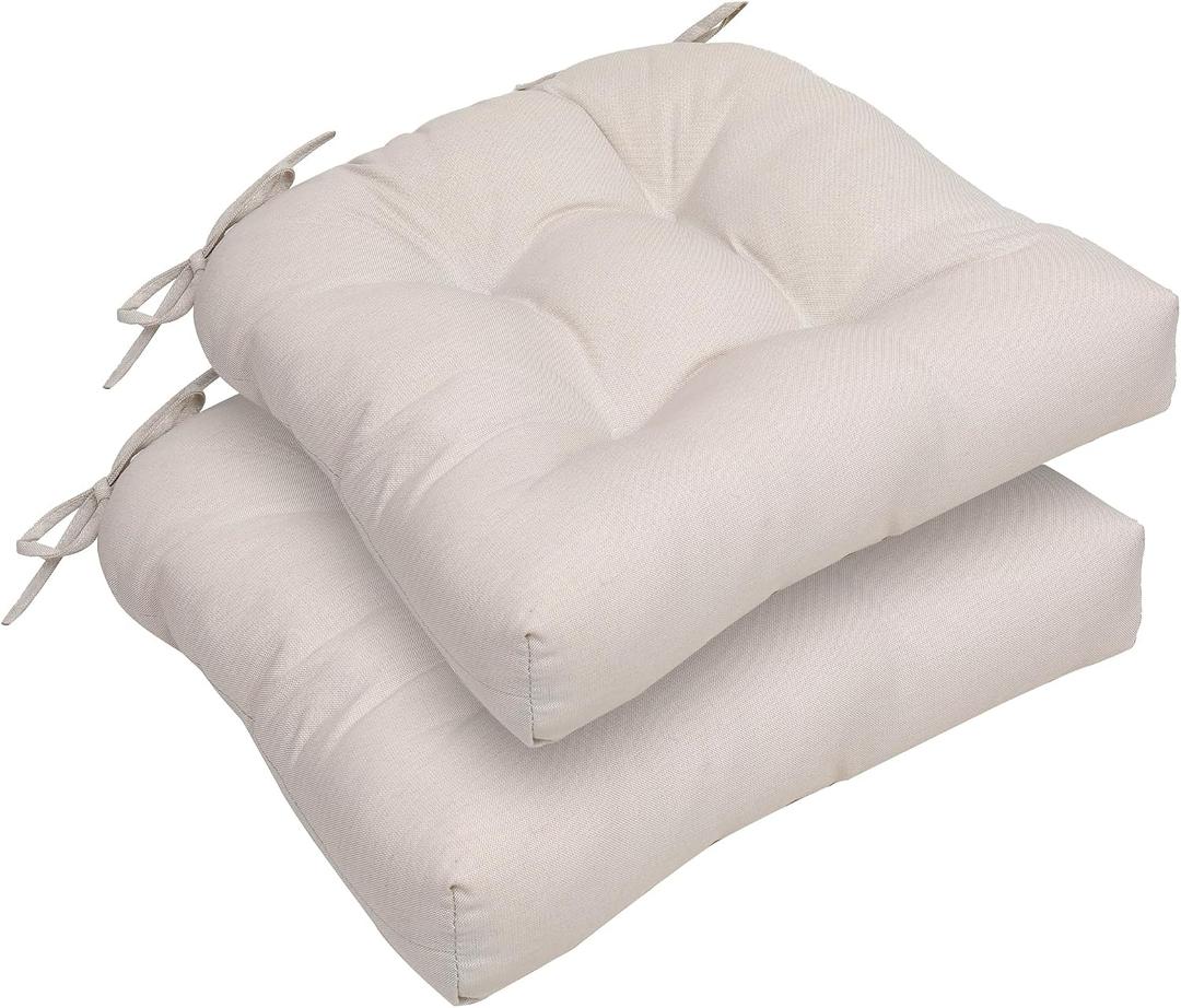 RACE LEAF Patio Chair Cushions 17x17 Inch 4 Pack, Thickened Outdoor Seat Cushions Water Resistant with Non-Slip Ties & Stain Resistant Tufted Design (Beige)