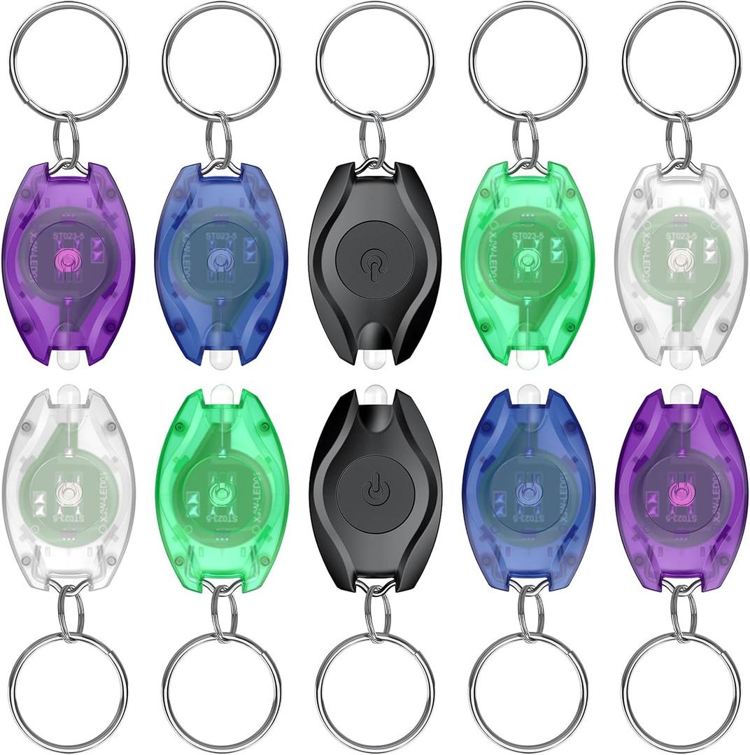 Uniclife 10 Pack LED Keychain Flashlight Mini LED Keychain Light 14 Lumen Portable Ultra Bright Battery Powered Key Ring Torch for Outdoor Camping Hiking and Emergency Lighting, 5 Colors of Shells (Multicolor)