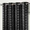 jinchan 100% Blackout Boho Curtains 84 Inches Long for Bedroom Living Room Silver Geometric Foil Printed Grommet Top Room Darkening Thermal Insulated Window Drapes Black 52x84 2 Panels (52"W x 84"L (Pack of 2), Boho | Silver on Black)