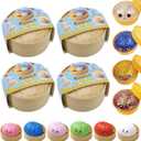 Dumpling Squishy Mystery Box, Glitter Dumpling, Dumplings Style Stress Balls for Adults and Kids, Cute Steamer Basket Design with Squeezable Bun Stress Relief Fidget Toys (4 PCS)