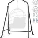 SUNCREAT Hammock Chair Stand, Heavy-Duty Steel Swing Stand, 400lbs Capacity, Multi-Use Hanging Chair Stand for Outdoor Indoor, Hammock Chair not Include, Black