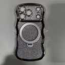 3 in 1 for iPhone 17 Pro Case with 360 Spin Magnetic Stand, 1X DIY Glitter Cardstock +1X Screen Protector, [Fit for Magsafe]Cute Wavy Trendy Glossy Clear Phone Cover for Women Girls 6.3Inch, Silver