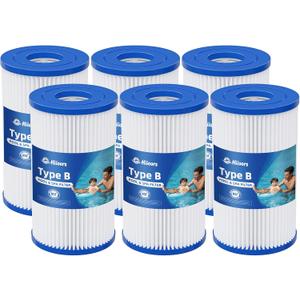 6 Pack Type B Pool Filter Replacement for Intex 2500 GPH, 29005E Filter Pump, Type B Pool Filter Cartridge for Easy Set Above Ground Pools