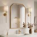 24"x18"﻿ Gold Bathroom Scalloped Mirror, Rust-Proof Metal Frame