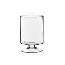 CYS EXCEL Glass Hurricane Pillar Candle Holder (H:8" W:4.75") | Multiple Size Choices Short Stem Candle Centerpieces | Stemmed Glass Cylinder Candle Vase