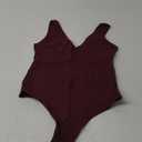 SAUNGKUAI Womens Bodysuit Sexy Plunge Deep V Neck Backless Sleeveless Tank Thong Body Suits Outfits for Going Out (Small, Wine)