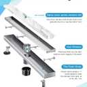 Tile Insert Linear Shower Drain 36 Inch, 2 in 1 Brushed Nickel Shower Drain, 304 Stainless Steel Drain Shower with Tile Insert Grate, Shower Floor Drain