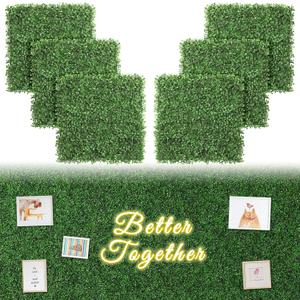 Luyue 6PCS 2020 Boxwood Panels, Artificial Grass Wall Panels Fake Greenery Backdrop Wall Grass Backdrop Artificial Plant Walls for Outdoor Indoor Garden Fence Backyard