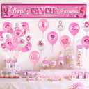 HOWAF 37pcs Breast Cancer Awareness Party Decorations- 1 Breast Cancer Awareness Yard Sign and 36pcs Breast Cancer Awareness Balloons, Pink Ribbon Party Fence Banner and Pink Ribbon Latex Balloons