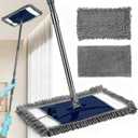 Wall Cleaner Mop with Long Handle, Extra Wall Dust Mop for Washing Walls with 2 Microfiber Reusable Pads,Floor Dry Wet Duster Mops for Wall Washer, Floor,Ceiling Cleaning，Blue