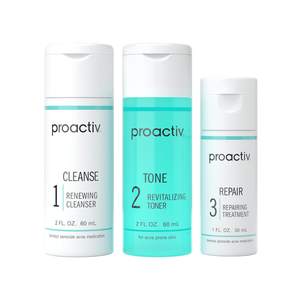 Proactiv 3 Step Acne Treatment - Benzoyl Peroxide Face Wash, Repairing Acne Spot Treatment for Face and Body, Exfoliating Toner - 30 Day Complete Acne Skin Care Kit