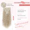FLUFYMOOZ 9PCS Clip in Hair Extensions 22 Inch Curly Hair Extension Long Soft Synthetic Hairpieces for Women(Blonde with White Blonde Highlights)