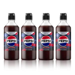 SodaStream Pepsi Wild Cherry Zero Sugar New Pour Bottles Drink Mix (440ml, Pack of 4)