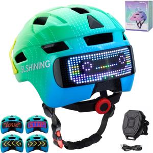 Kids Helmet, Bike Helmets with Upgrade LED Display, 64 Patterns, Turning & Stop Signals Light, Helmet for Kids 3-5/5-8/8-14, Youth Boys Girls Safe, Bicycle, Scooter