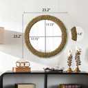 Farmhouse Circular Mirror for Wall 23 In, Rattan Woven
