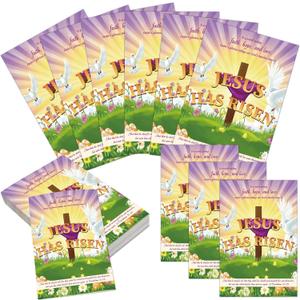 party greeting 120 Pcs Easter Church Bulletin Bulk Paper Jesus Has Risen Church Bulletins Religion School Study Supplies Jesus Worship Christian Inspiring Handouts for Bible Information(Lily Flower)