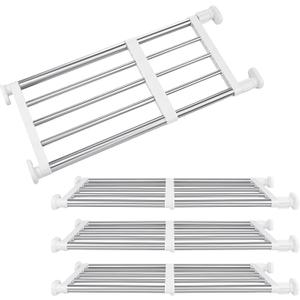 Geetery 4 Pcs Closet Tension Shelf Rod Metal Expandable Shelf Organizer Adjustable Closet Shelves Rack DIY Dividers Separators for Cabinet Storage Locker Clothes(16.54–23.62 Inch)