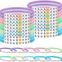 Landical 30 Pcs Jesus Loves You Bracelets Bulk Friendship Bracelets Clay Bead Christian Wristbands for Kids Religious Jesus Loves You Wristbands Halloween Christmas Sunday(Pastel)