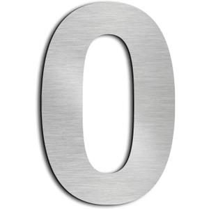 House Number - 6 Inch Stainless Steel Floating Home Address Number, Rustproof & Easy Install, Silver, Number 0