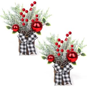 XJar Small Christmas Tree, Tabletop Artificial Mini Christmas Tree, 9 Inch Artificial Small Potted for Christmas, Suitable for Family Gathering, Indoor Fireplace Christmas Decoration