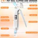 2 in 1 Dog Nail Clippers an Nail Grinder Pet Trimmers for Dogs Cats Claw Nail Care Tool USB Rechargeable Dogs Nail Trimmer with LED Lights and Storage Bag Low Noise Pet Electric Grinder