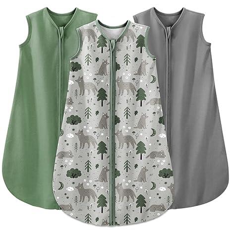 Yoofoss Baby Sleep Sack 6-12 Months Baby Wearable Blanket 100% Cotton 2-Way Zipper Toddler Sleeping Sack, 3 Pack Soft Lightweight Sleep Sacks for Babies