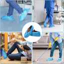 Shoe Covers Disposable - Non-Woven Fabric Shoe Covers for Indoors, Fit Up To 11 US Men and 13 US Women Size to Protect Your Home, Floors and Shoes (Blue, 100 Pack)