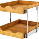 DINDON 2 Tier Wood Pull Out Cabinet Organizer (11" W x 18" D) Slide Out Wood Drawer, Two Tier Pull Out Shelf Organization and Storage