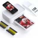 HPRT Photo Printer 4x6, +108 Sheets & 2 ribbon, Instant Picture Printer for iPhone, Android, Smartphone, Portable Photo Printers for Home Use, Thermal Dye-Sublimation, AR Video Printing, White