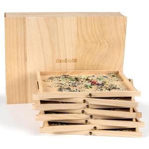 Becko US Wooden Puzzle Sorting Trays with Sliding Drawer Design, 8 Jigsaw Puzzle Sorters for Storage, Puzzles Accessory Sort & Store Tray, Lightweight & Portable, for Jigsaw Puzzles Up to 1500 Pieces