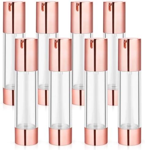 8 Pcs 50ml/1.7oz Airless Pump Bottles Empty Vacuum Bottle Rose Gold Travel Size Cosmetic Containers for Liquid Foundation Lotion Moisturizer Shampoo Make Up