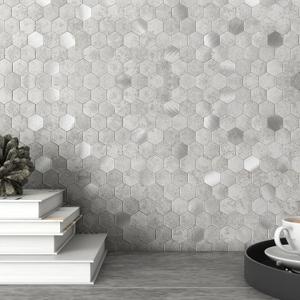MOFIT Hexagon Peel and Stick Backsplash Tiles Kitchen,Self-Adhesive Metal and Marble Honeycomb Peel and Stick Wall Tiles Sticker Mosaic Heat Resistant(Cement Grey,5sheets)