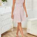 Verdusa Women's Casual Dresses 2025 Sleeveless Striped Mini Dress High Waisted A Line Bodycon Dresses (XS)