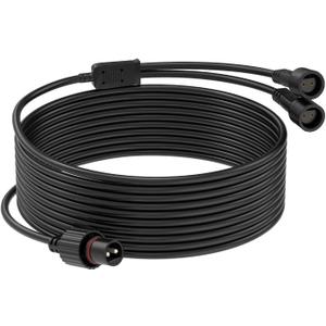 16.4Ft/5M Extension Cable with 1 to 2 Splitter for Christmas String Lights IP68 Waterproof Extension Lead 24AWG Extension Cord for Outdoor Solar String Lights, Indoor String Lights, 2 Pin