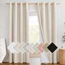 NICETOWN 100% Absolutely Blackout Linen Curtains with Thermal Insulated White Liner, 52" W, 2 PCs, Beige, 90" Long Drapes Sweep The Floor Decorative Keep Privacy Panels for Living Room/Villa/Bedroom
